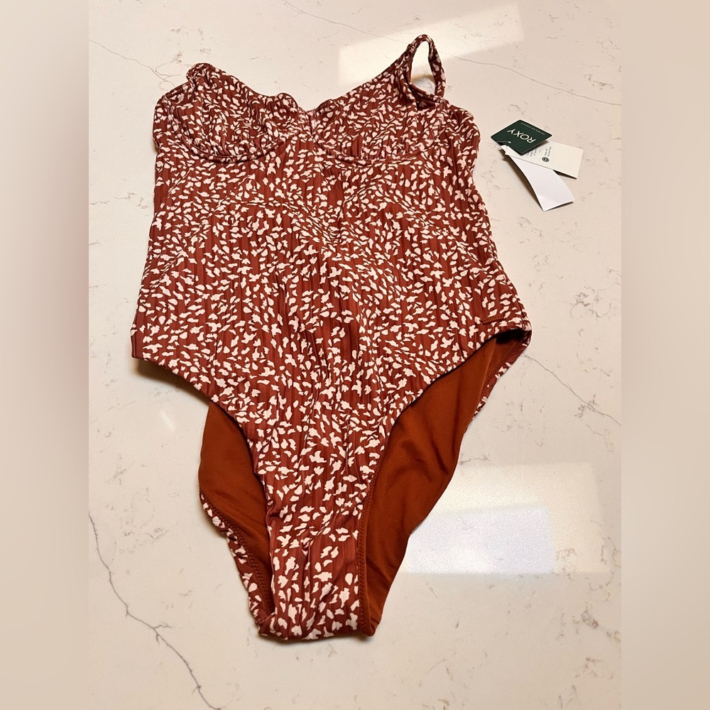 Roxy Brown and White One Piece Swimsuit - Picture 9 of 12